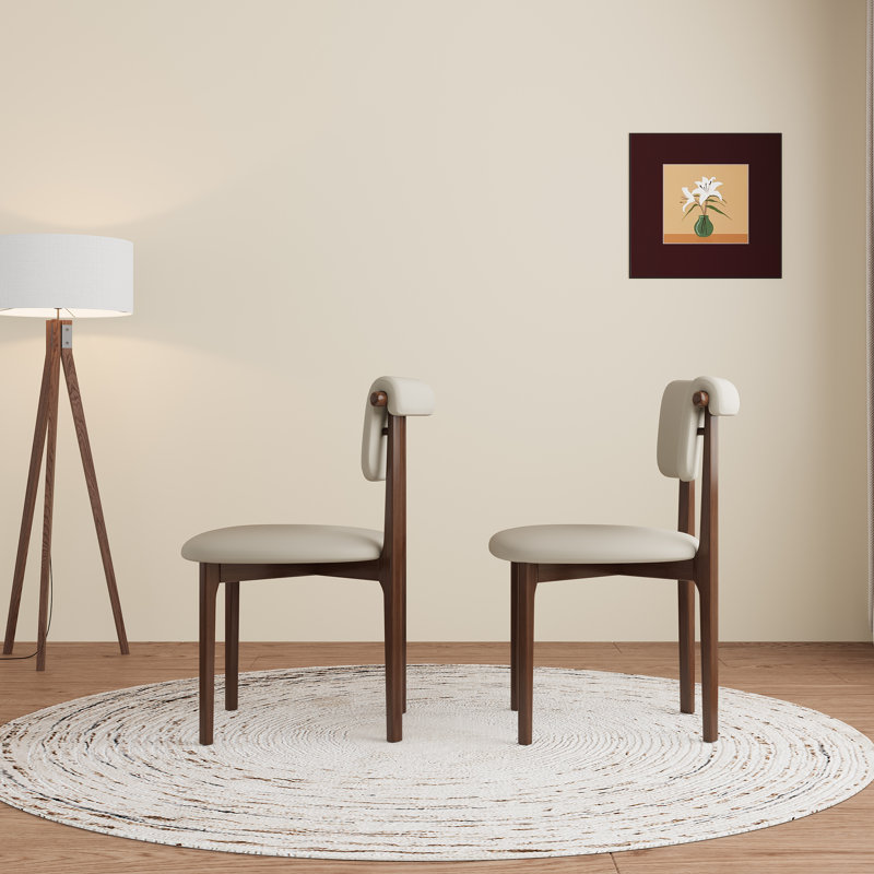 Solid Wood Frame Upholstered Dining Chairs, 2