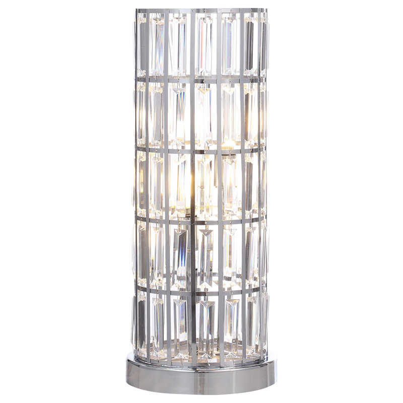 Wanda 20-Inch Crystal Shade Bedside Table Lamp, Silver