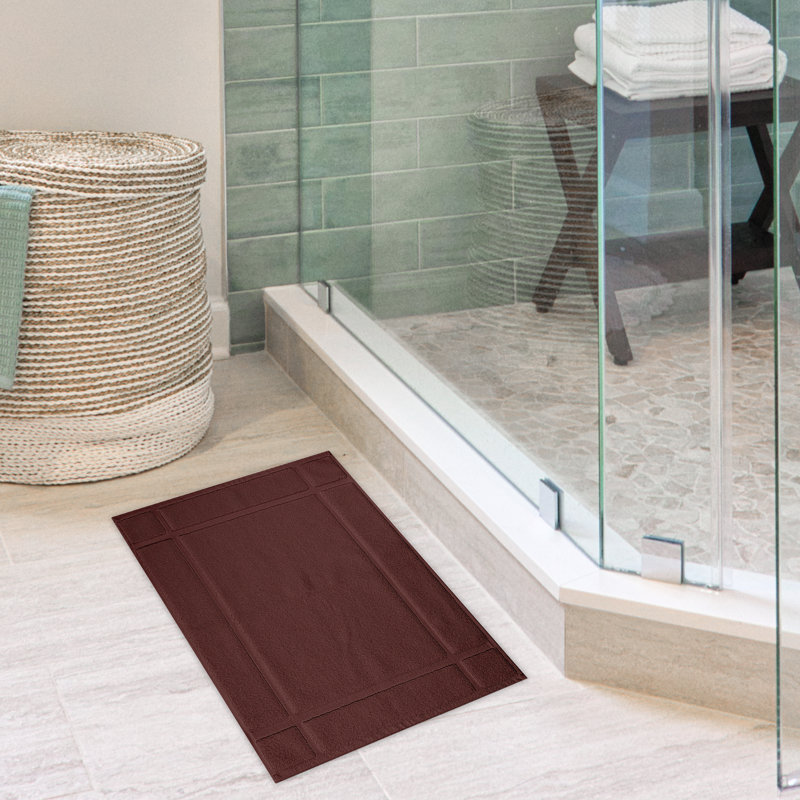 Bath Mat - for Bathroom Floor - Highly Absorbent - Machine Washable , Brown, 17" W x 24" L