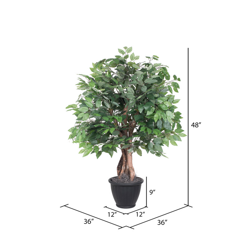 36'' Artificial Ficus Tree in Basket, Black