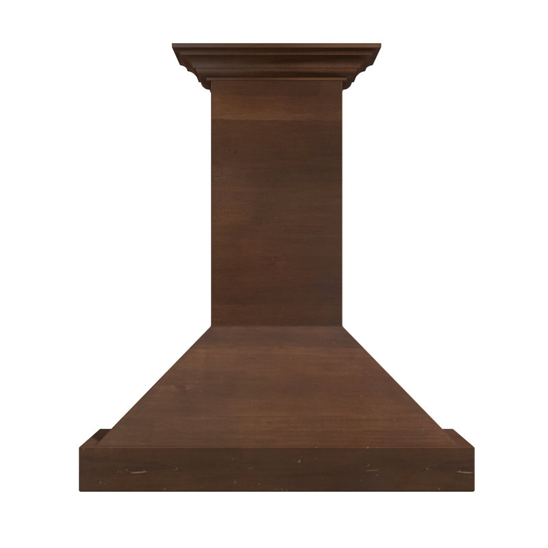 30" Wood 400 CFM Ducted Wall Mount Range Hood, 36" W, Walnut