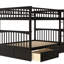 Lit superposé double avec tiroirs, fonction convertible, pin massif et construction, garde-corps en forme de clôture, système d'assemblage facile, en bois, roulettes de tiroir, simple-1198242945-1198243007