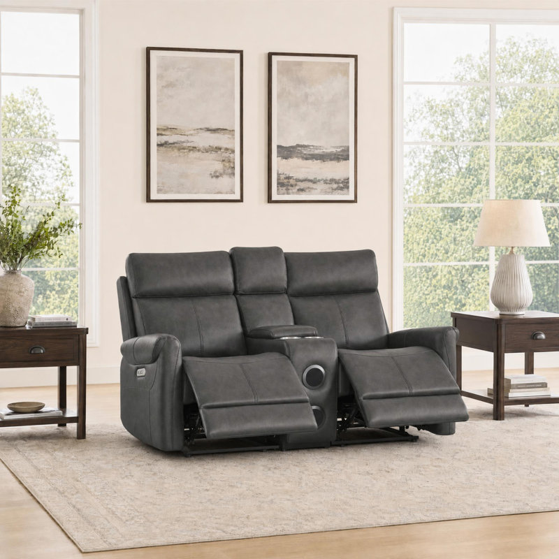 Canapé inclinable électrique 65,0 po à 2 sièges avec deux crochets muraux 65 po Bluetooth, Cremay Grey
