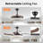 48" Contemporary Crystal Led Retractable Ceiling Fan With Light And Remote Control, 6-Speed Quiet Reversible Dc Motor,4 Blades Modern Ceiling Fans For Kitchen Bedroom Dining Room Patio