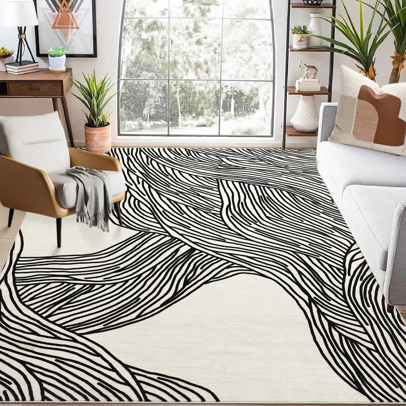 Jawairia Washable Abstract Indoor Rug, Rectangle 4' x 6'