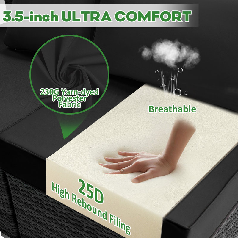 Outdoor Replacement Cushions for Patio Furniture,Water-Resistant Sofa Cushions for Rattan Wicker Sectional Patio Conversation Sets,14-Piece Outdoor Couch Cushions Patio Sofa Cushions