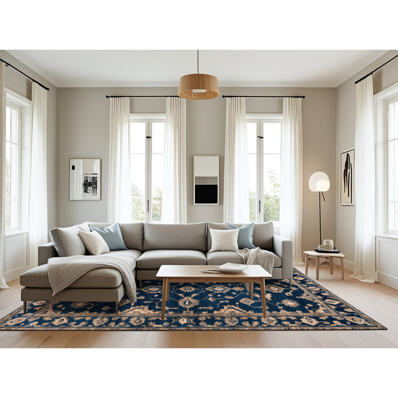 Machine Washable Overdyed Blue Area Rug, Rectangle 8' x 12'