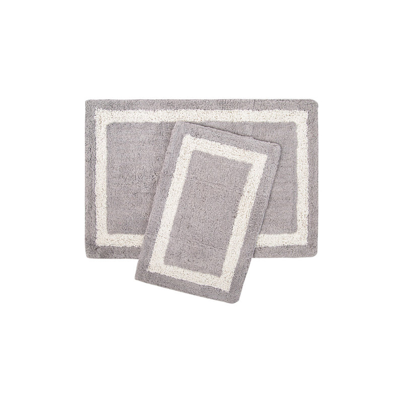 Ensemble de 2 tapis de bain Hazem, Gris / blanc