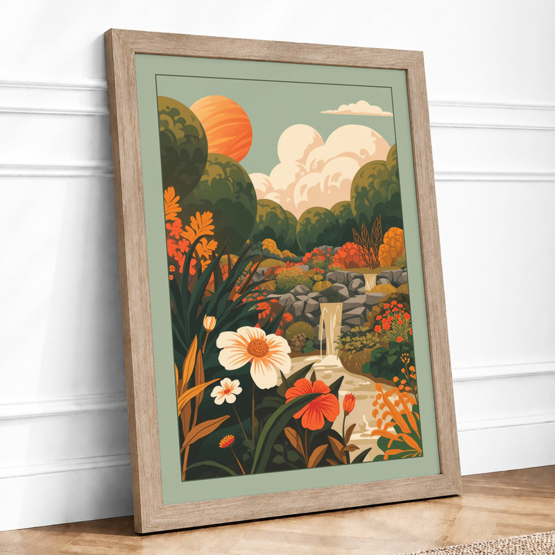Pastoral Garden Dreams Boho - Framed Print, A1 - 84.1 x 59.4 cm, Oak