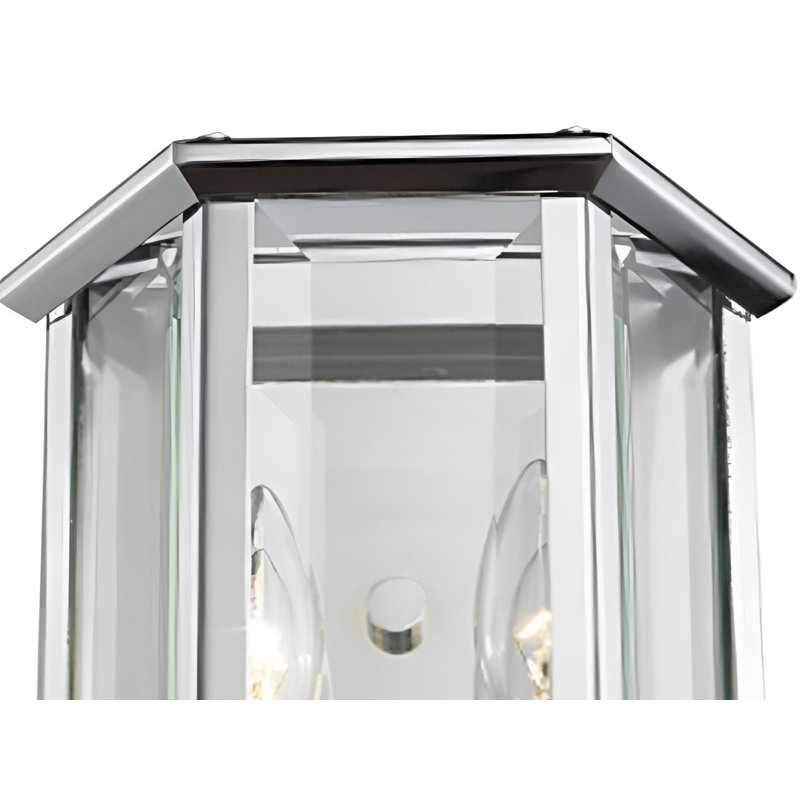 Transitional 2 Light Chrome Lantern Flush Mount