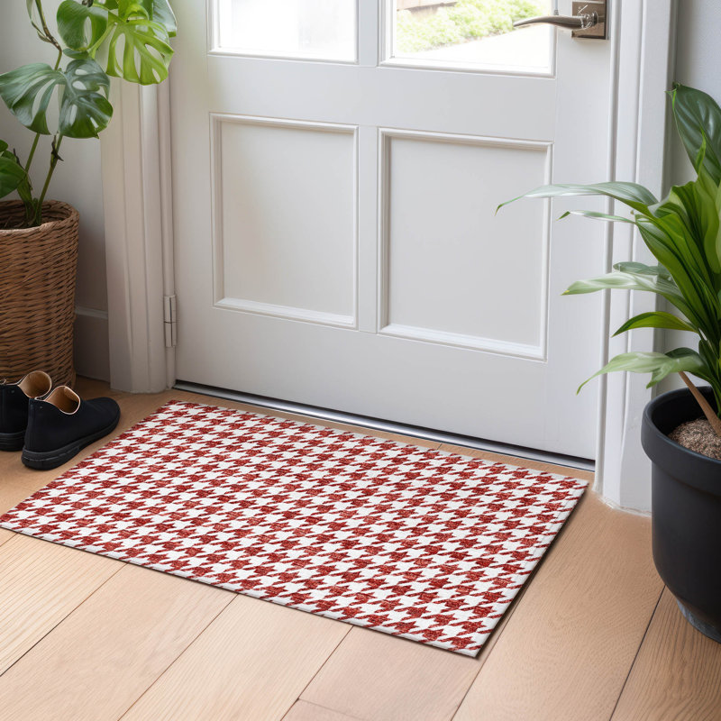 Premium Machine Washable Paullette AMF137 Red Rug, Rectangle 1'8" x 2'6"