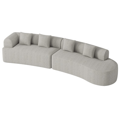 146.5"W Oversized Curved Sectional Sofa 2-Piece Modular Chenille Compression Couch