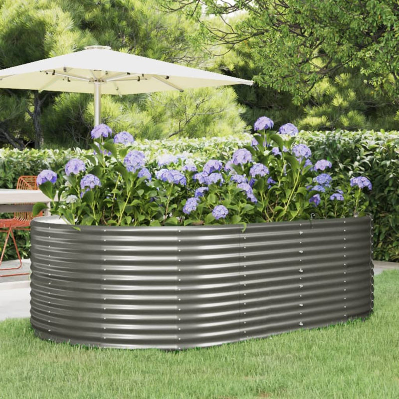 Garden Raised Bed Powder-coated Steel, 68 cm x 212 cm x 140 cm, Grey