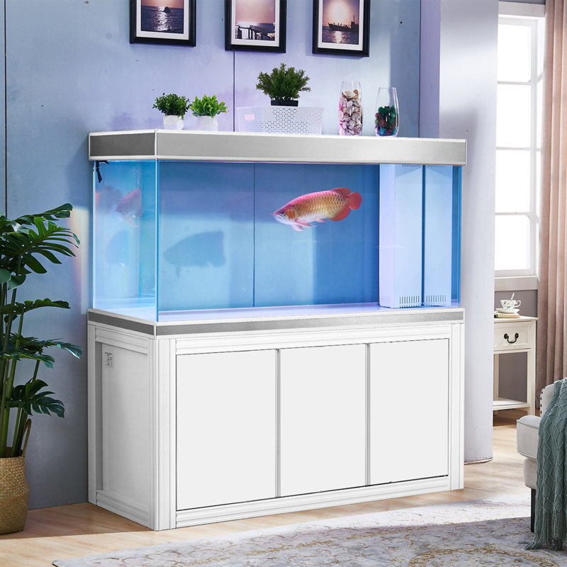 Réservoir d'aquarium rectangulaire, 220 gallons (H 61 po x l 69,3 po x P 23,6 po), Blanc / argenté