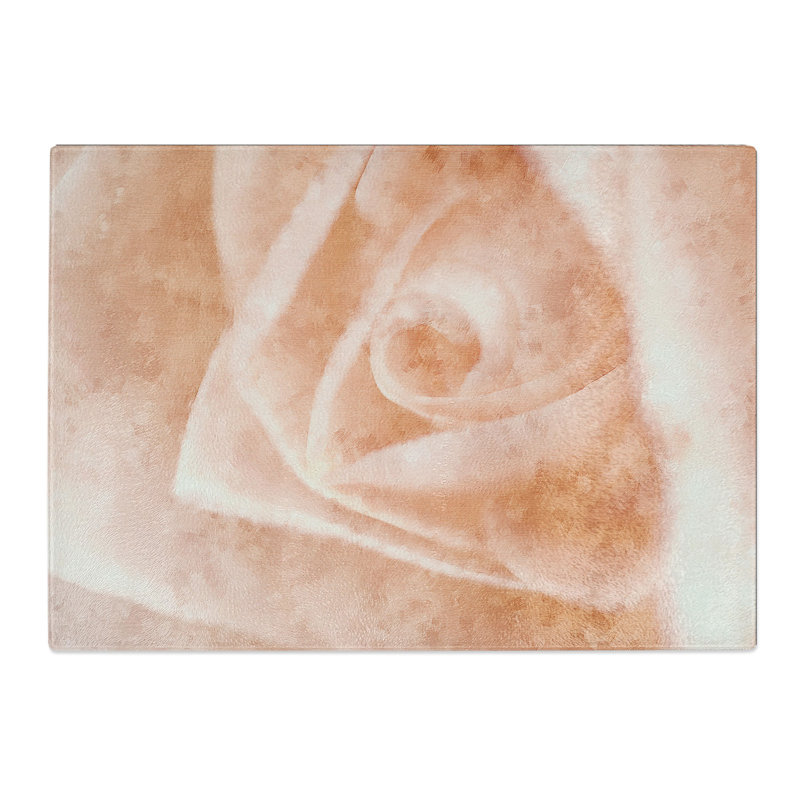 Tempered Glass Light Pink Rose Chopping Board, 28.5 cm x 39 cm