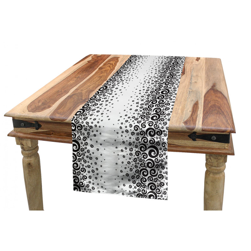 Geometric Table Runner, 90" x 16", Black 