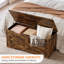 Coffre de rangement, banc de rangement en bois avec charnière de sécurité, coffre de rangement rétro pour entrée, salon, supporte 350 lb-1497941319