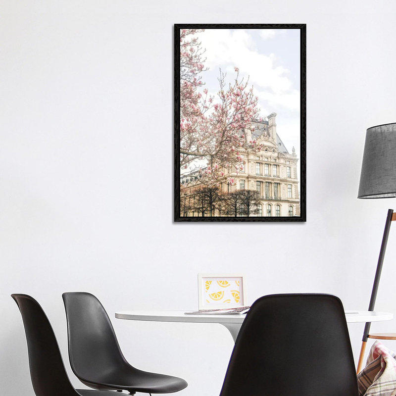 Paris Magnolia - Painting on Canvas, 101.6cm H x 66.04cm W x 3.81cm D, Black Framed