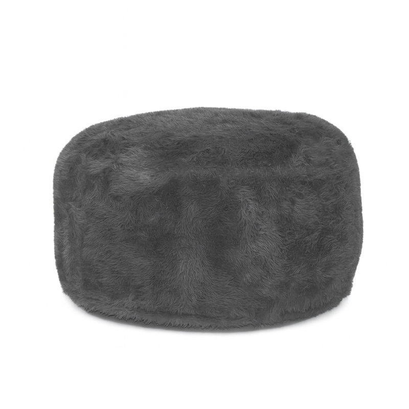Fauteuil à billes rond en fausse fourrure, Fausse fourrure grise