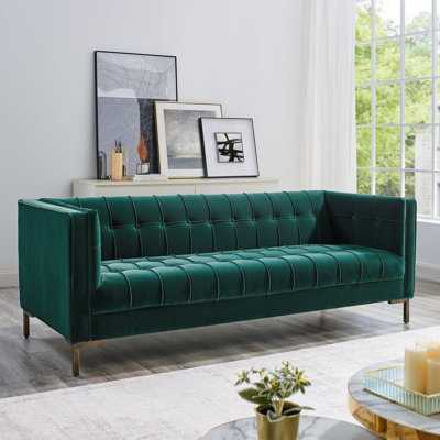 Rorik 83.5" Velvet Tuxedo Arm Sofa