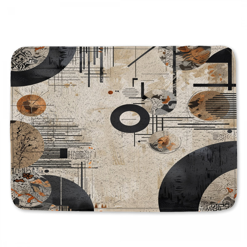 Geometric Abstract Circles Bath Mat, 24in W x 17in L