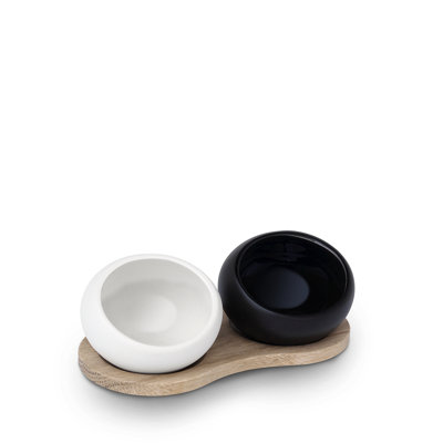 Salt and Pepper Cellar Set, Black/White, H: 2.6"