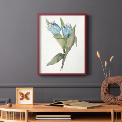 «Blue Tulip Picks II», reproduction encadrée - bois massif