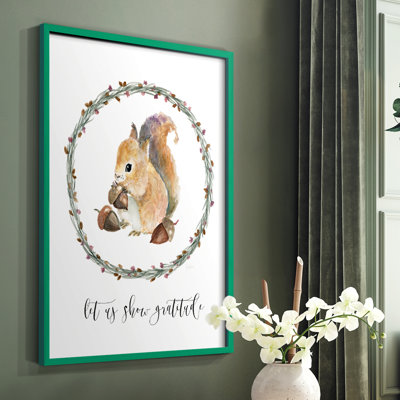 Harvest Home Squirrel Framed Print - Solid Wood