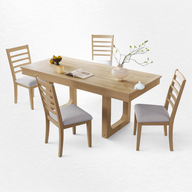 Ensemble de salle à manger extensible 5 pièces, Naturel / gris