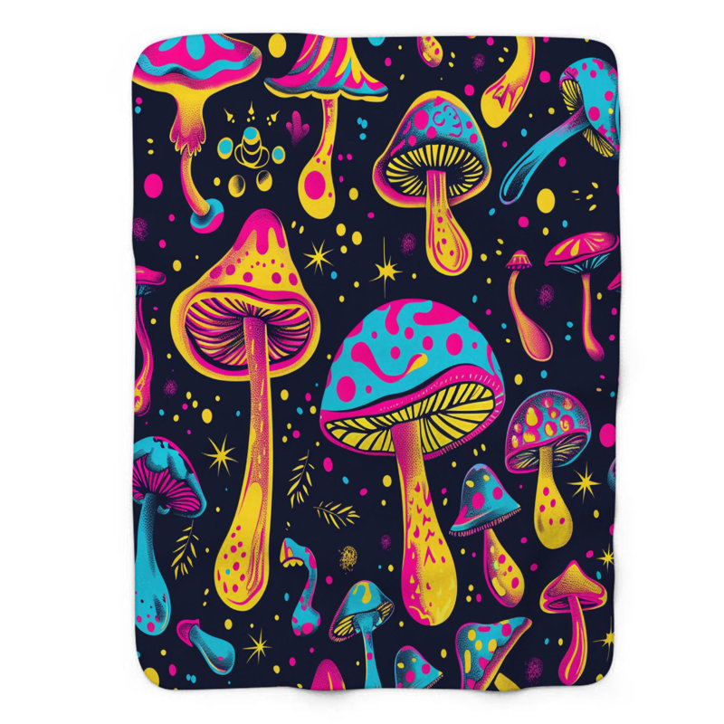 Motif de balise maritime - 1 pièce Sherpa Premium, L 60 po x L 80 po, Art psychédélique fungi