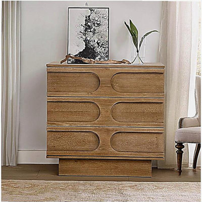 Modern Accent 1pc Cabinet with 3 Drawer Storage, Living Room Wooden Sideboard, Brown