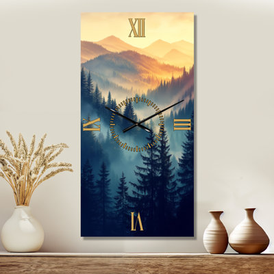 Forêt aux lueurs déclinantes du matin II - Grande horloge murale Nature