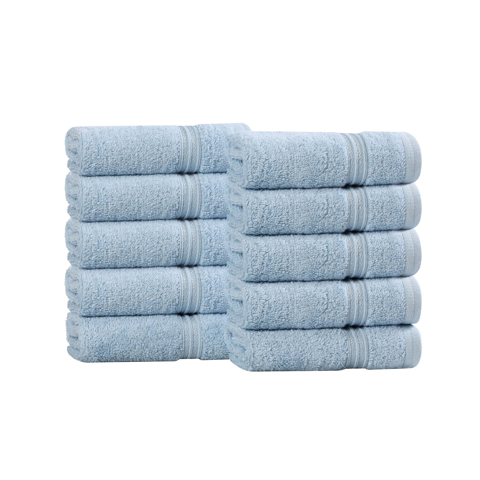 Oleg Egyptian Cotton Washcloth Set, Light Blue