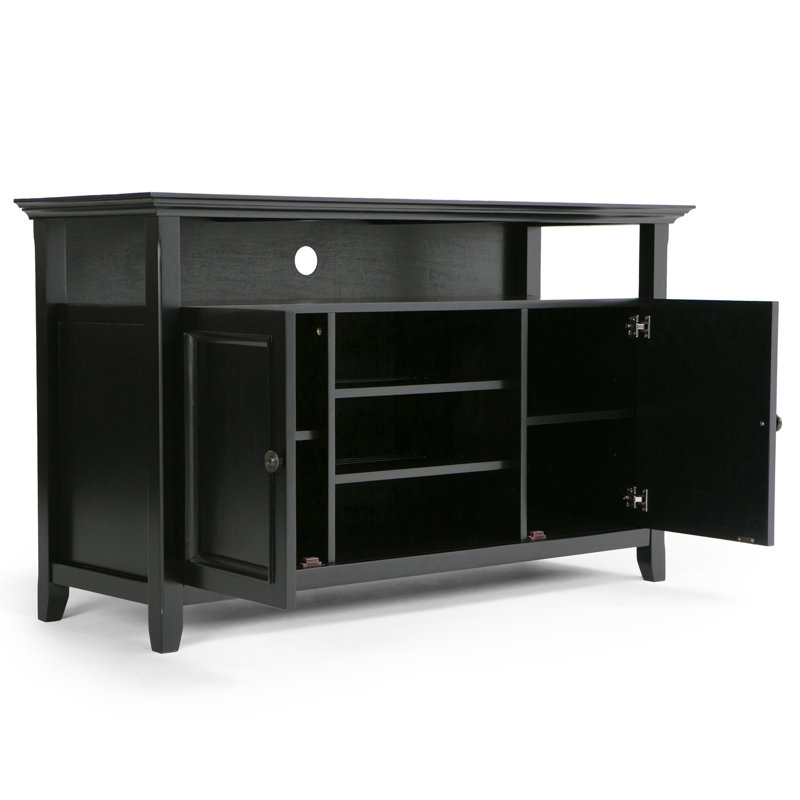 Meuble télé Amherst de 54 po de largeur en bois massif noir pour téléviseur de 60 po ou moins