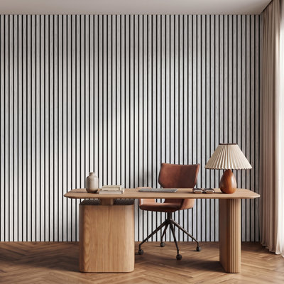 4 PCS 106" x 12.6" 3D Soundproof Slat Wall Panels for Interior Wall Décor(4 Pack/37.10 sq.ft)
