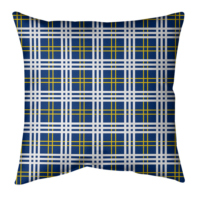 Coussin Los Angeles, 26 po x 26 po, Bleu / blanc / jaune New York, Housse de coussin seulement - sans coussin