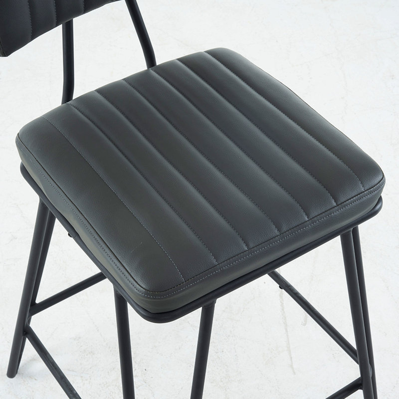 Ensemble de 2 tabourets de bar industriels, chaises à hauteur de comptoir avec revêtement en cuir polyuréthane et structure en métal, chaises de bar rétro