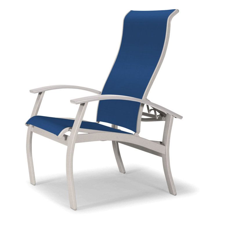 Chaise de patio Askar, Blanc, Cobalt 35D Sunbrella®, Neige texturée