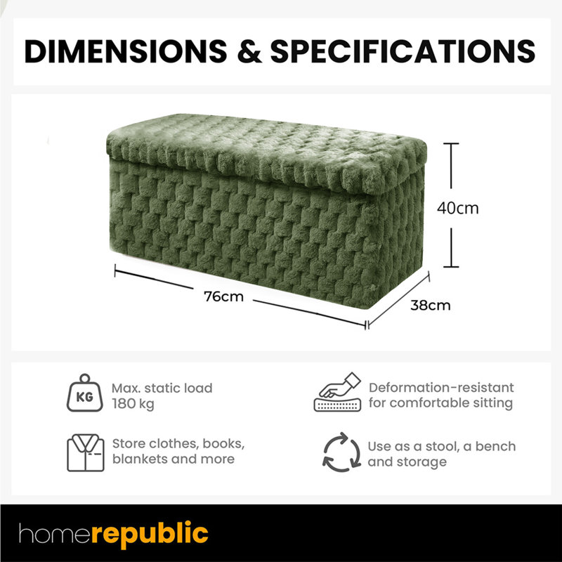 Contemporary Practical Plush Popcorn Storage Box 76 x 38, Green