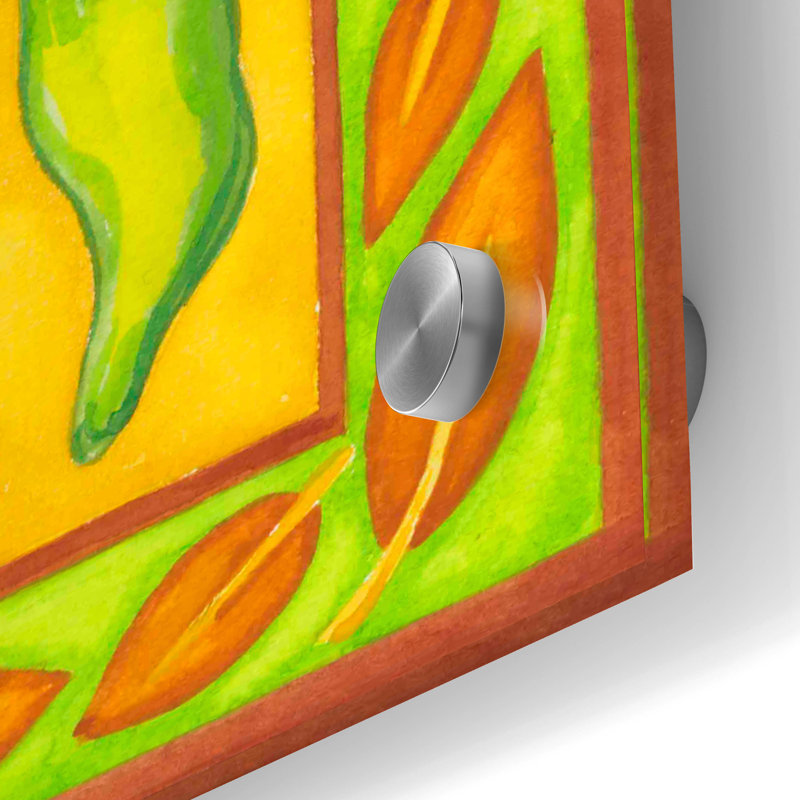 Art mural en verre Lark Manor ™ «Peppers With Pale Green» par Andrea Strongwater, H 48 po x l 24 po