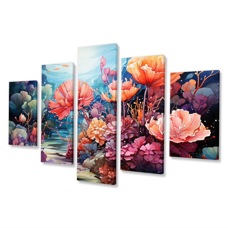 «Realistic Underwater Coral Garden I - Coral Multipanel», art mural