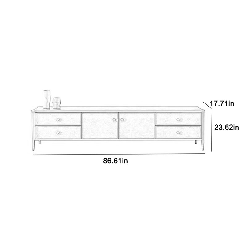 Storage spacious TV cabinet, 86.61"