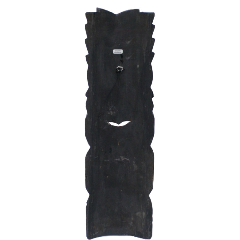 Hand-Carved Albesia Wood 20" Tiki Mask Wall Decor