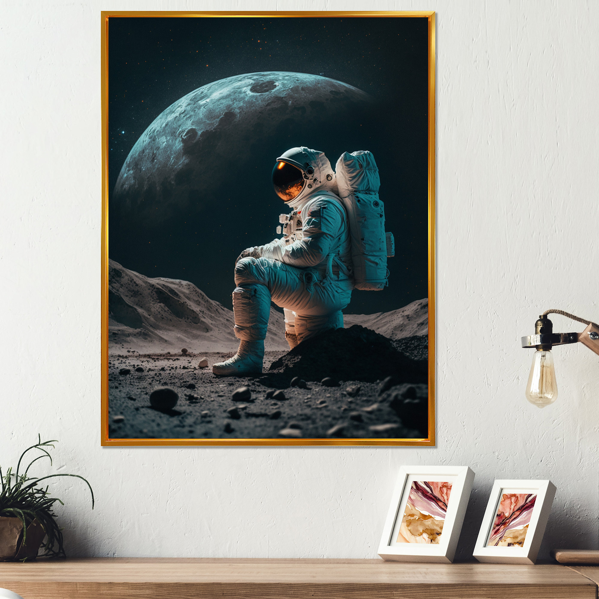 Latitude Run® Spaceman on the Moon I - Print on Canvas