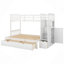 Lit superposé simple au-dessus de double / double, lit inférieur convertible, tablettes de rangement et tiroirs-1451675077