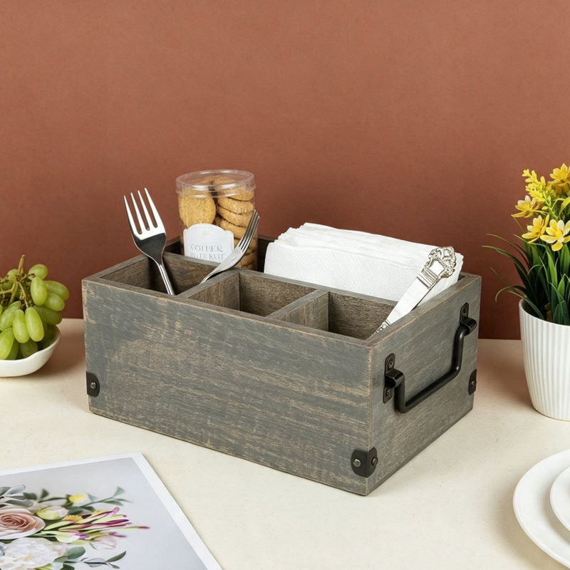 Wood Rectangle Flatware Caddy
