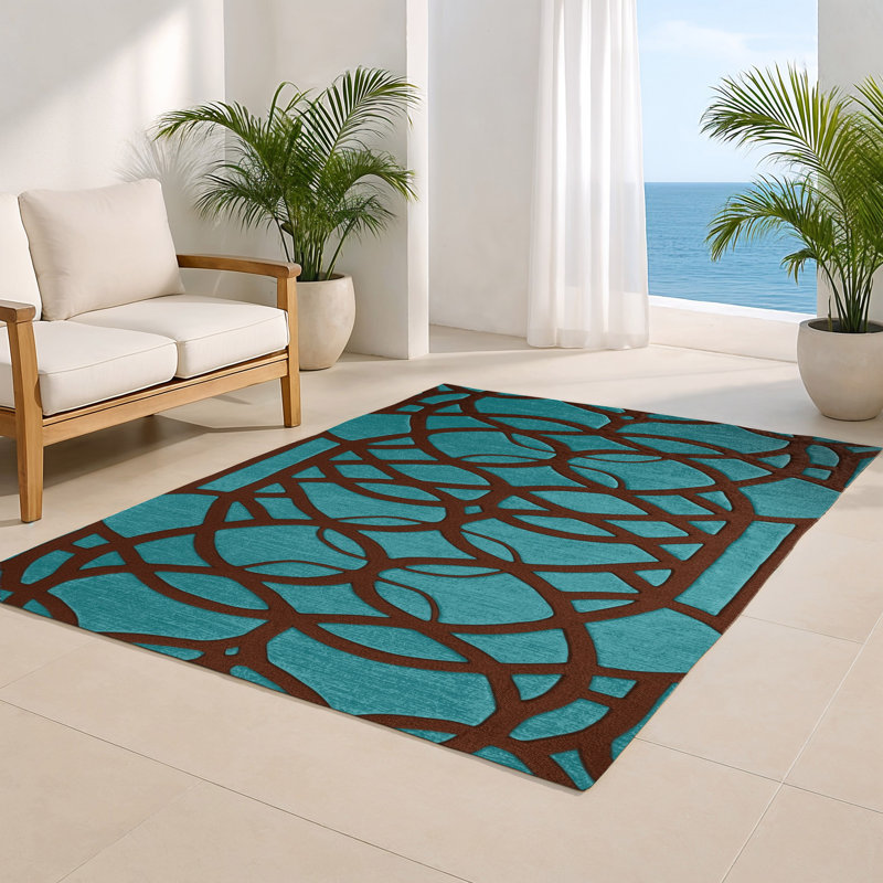 Trellis Brown Indoor and Outdoor Area Rug, Rectangle 2' x 3'