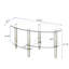 Table basse moderne ovale en verre avec pieds en bois de chêne, conception à 3 couches pour le salon | Idée de cadeau-788625896