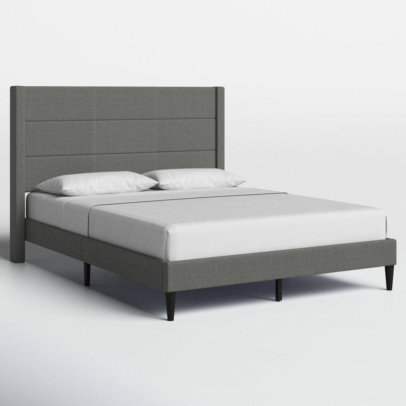 Chanee Upholstered Wingback Bed, Queen, Stone