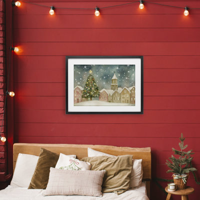 «Christmas Village Snowfall», reproduction encadrée sous verre, design par LSR Design Studio